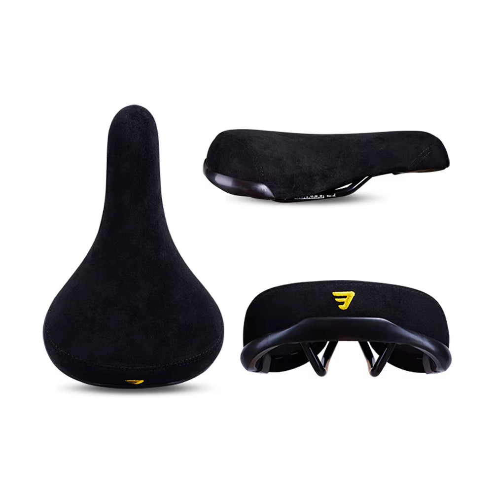 Bicycle Saddle Wheelie Black with Logos Seat for Bicycles Flannelette Bike Seats Embroidery Logo 8Mm Rail