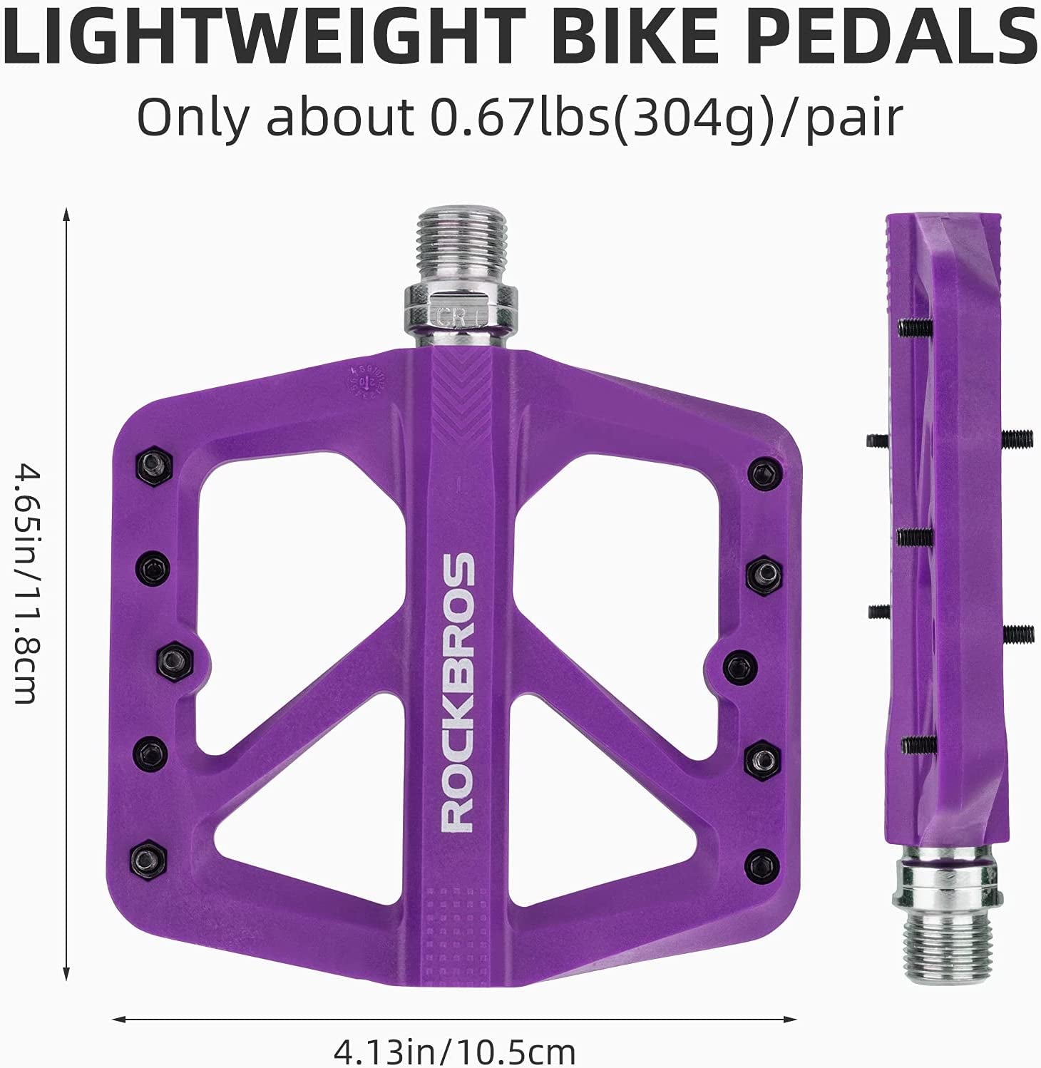 Mountain Bike Pedals MTB Pedals Lightweight Nylon Composite Bicycle Flat Pedals 9/16" DU Bearing Bike Platform Pedals for BMX MTB Mountain Road Bike