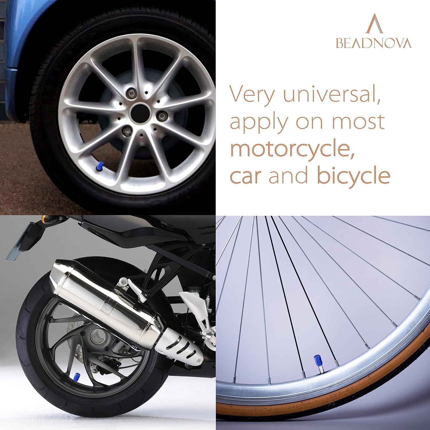 Valve Stem Caps Aluminum Chrome Caps for Tires Valve (12Pcs Pack,Blue)