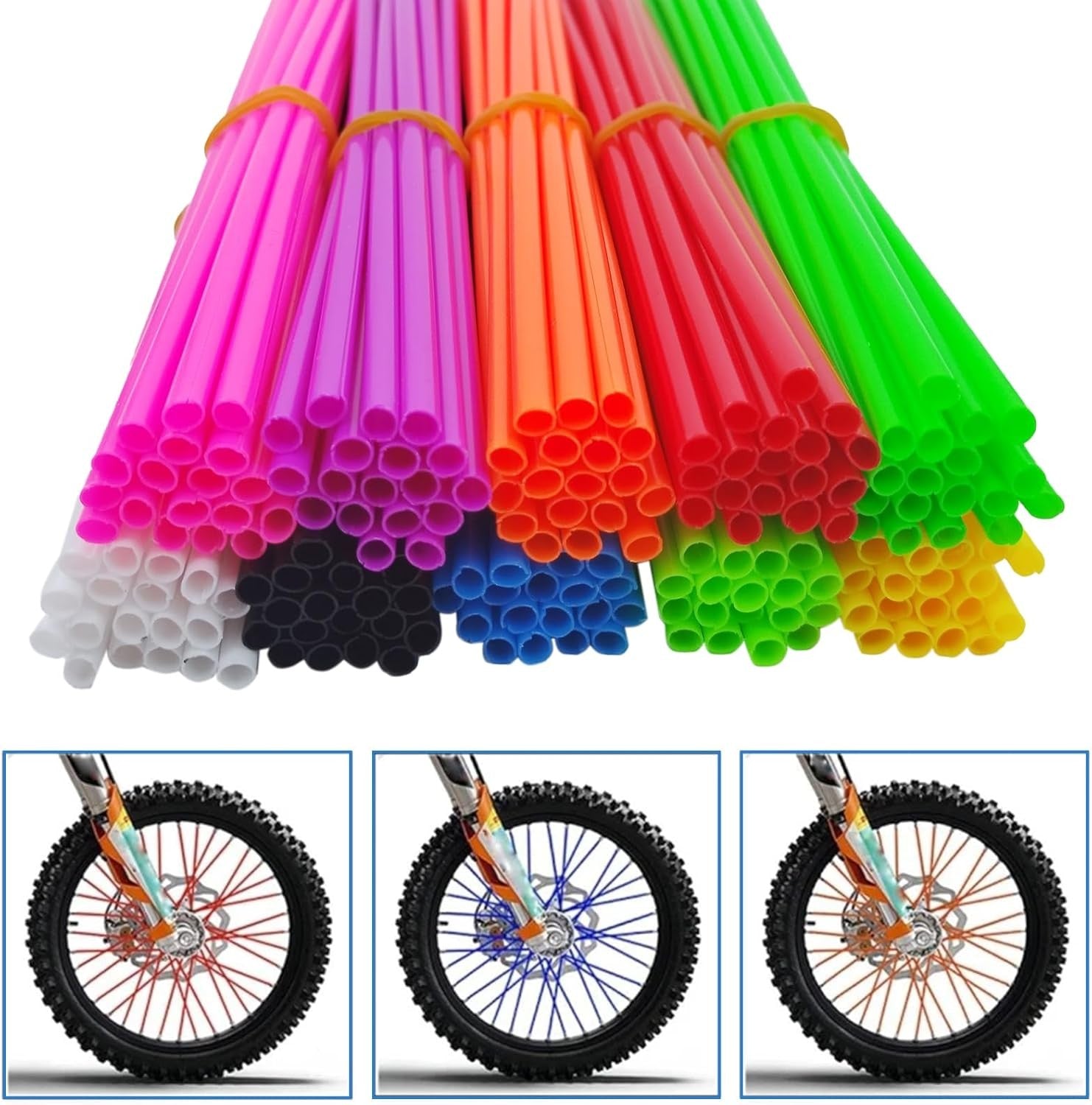 180 PCS Spoke Skins Spoke Covers Plastic Bike Wheels Decorations Dirt Bike Rim W
