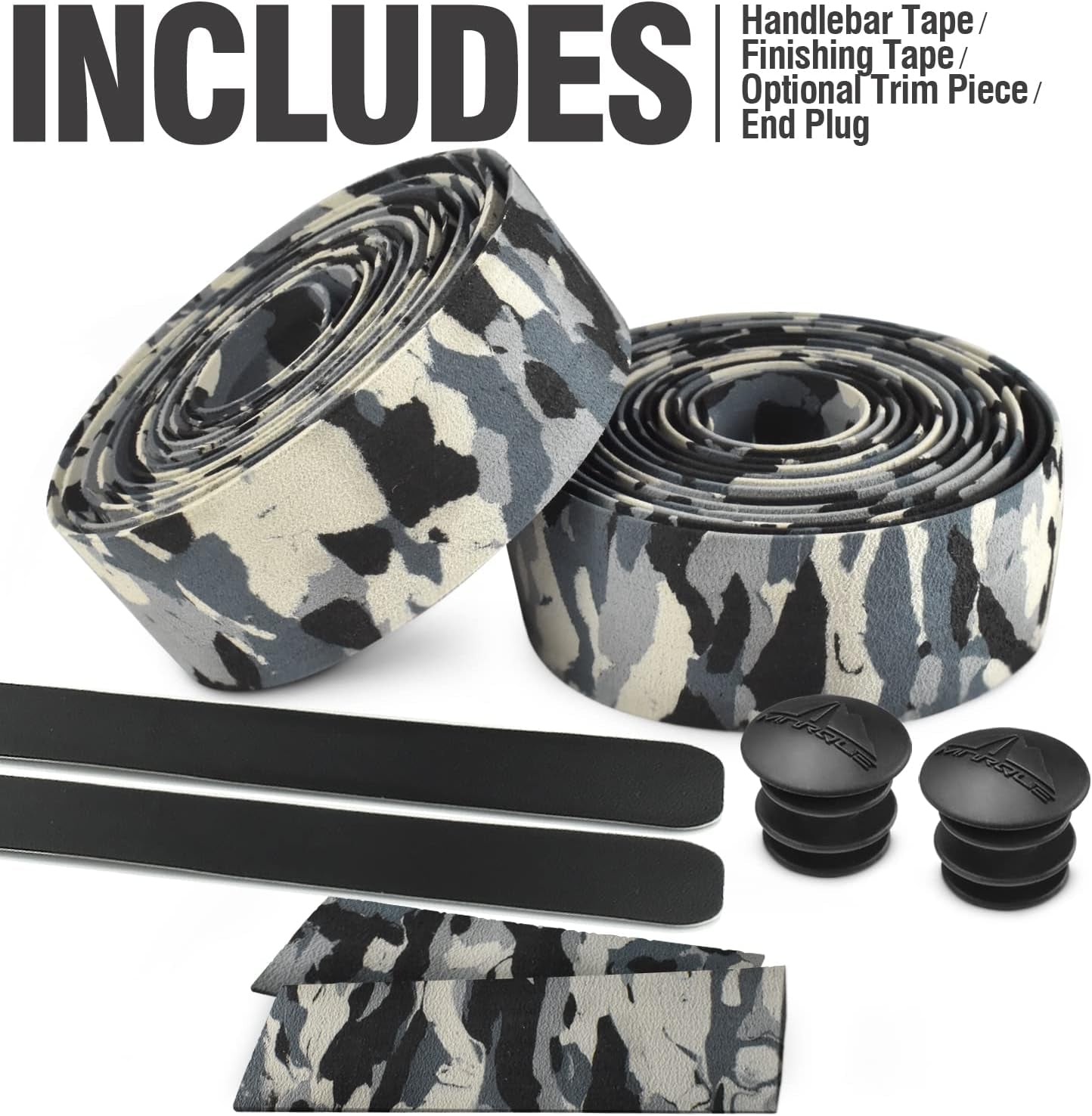 Road Bike Handlebar Tape - Road Cycling Bicycle Handle Bar Wrap for Drop Bars with End Plugs - 2PCS per Set