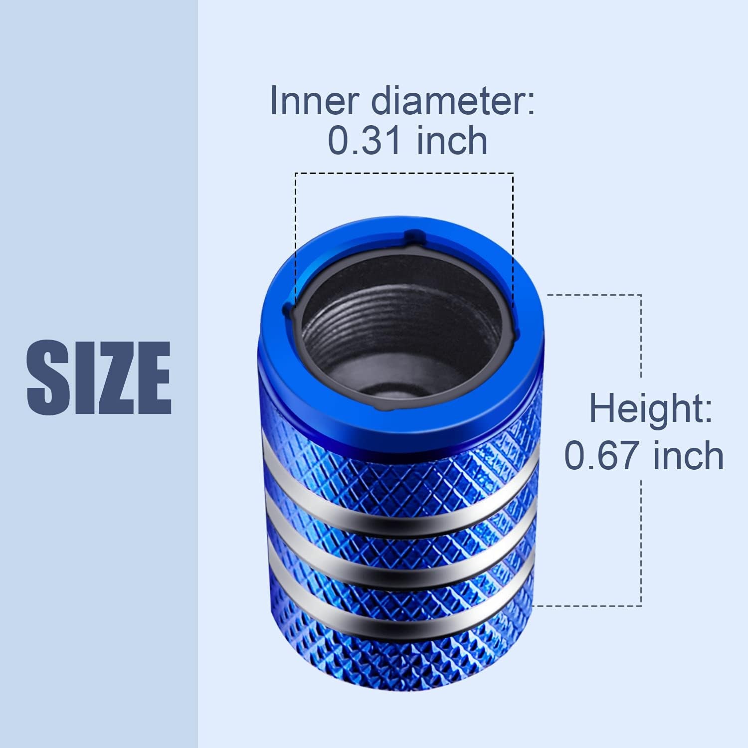 Tire Valve Stem Cap Cover - (12 Pack) Tire Air Cap Metal with Plastic Liner Corrosion Resistant Leak-Proof American Flag for Car Truck Motorcycle Bike Blue